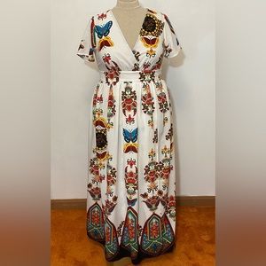 Rosegal Butterfly Floral Slit Skirt Maxi Dress Size 1X